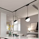 LÁMPARA COLGANTE REDONDA PARA RIEL MAGNÉTICO 10W LUZ CÁLIDA NEGRA / BLANCA - Imagen 2