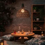 LÁMPARA COLGANTE RAPA NUI RATÁN 9W NEGRO CAFÉ CLARO - Imagen 3