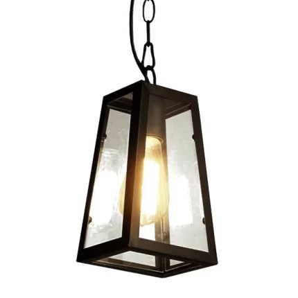 Lámpara colgante metal vidrio negra